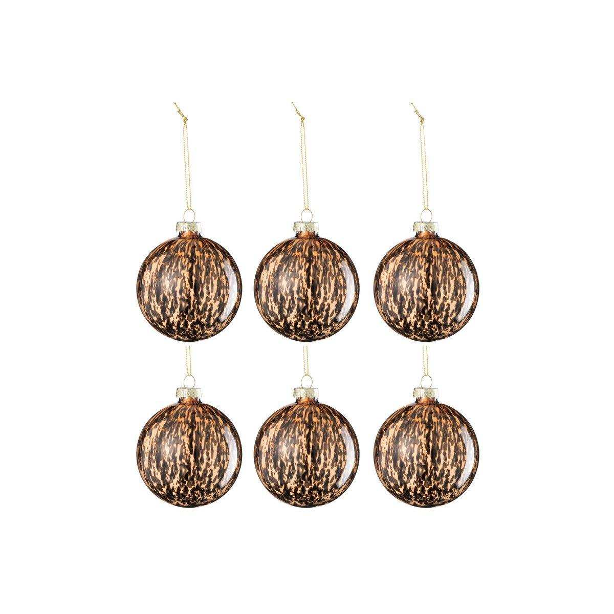 J-Line Box mit 6 Weihnachtskugeln aus Glas, braun/schwarz, klein - HomeDesign Knaus