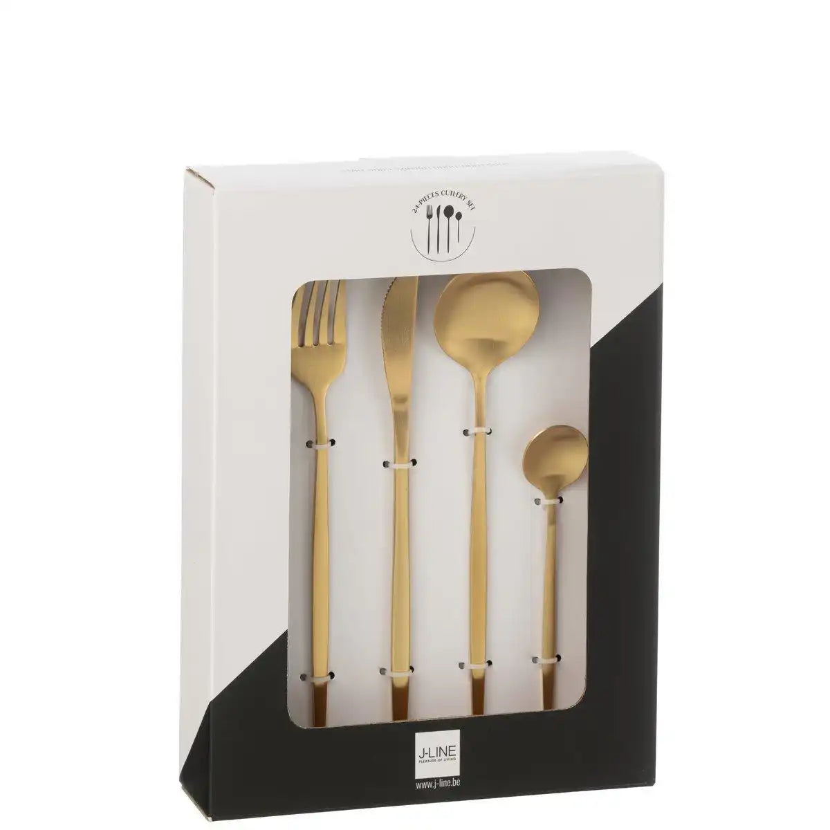 J-Line Boxbesteck A 24-teilig, Edelstahl mattgold - HomeDesign Knaus