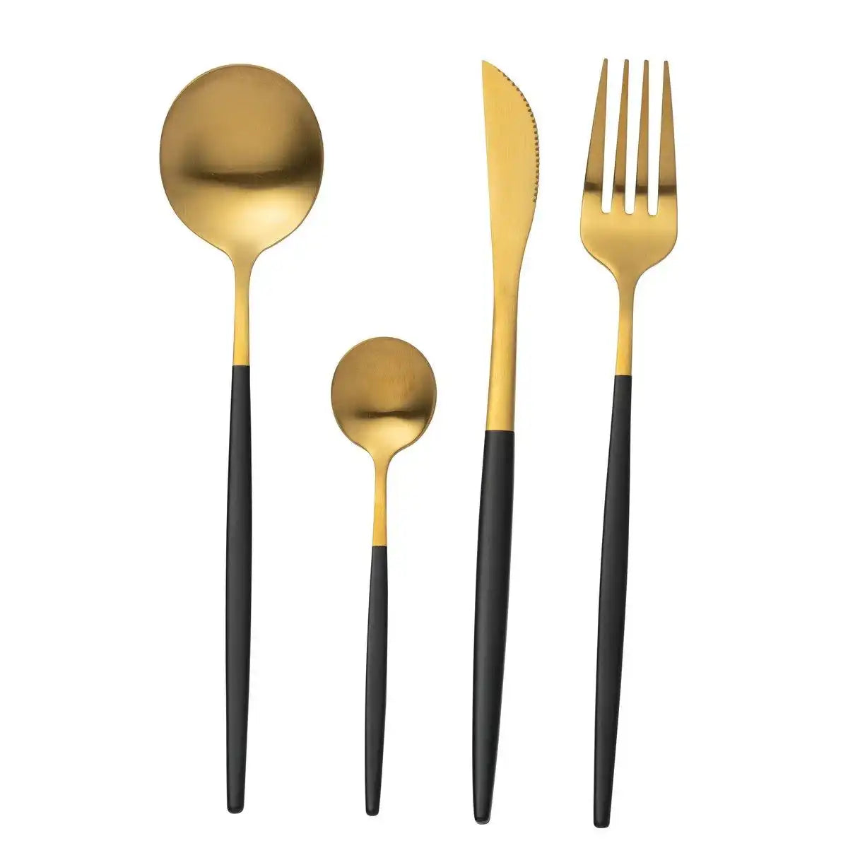 J-Line Boxbesteck A 24-teilig, Edelstahl, Mattgold + Schwarz - HomeDesign Knaus