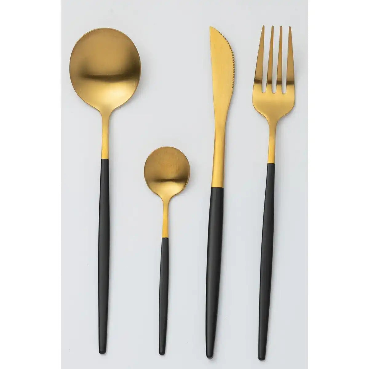 J-Line Boxbesteck A 24-teilig, Edelstahl, Mattgold + Schwarz - HomeDesign Knaus