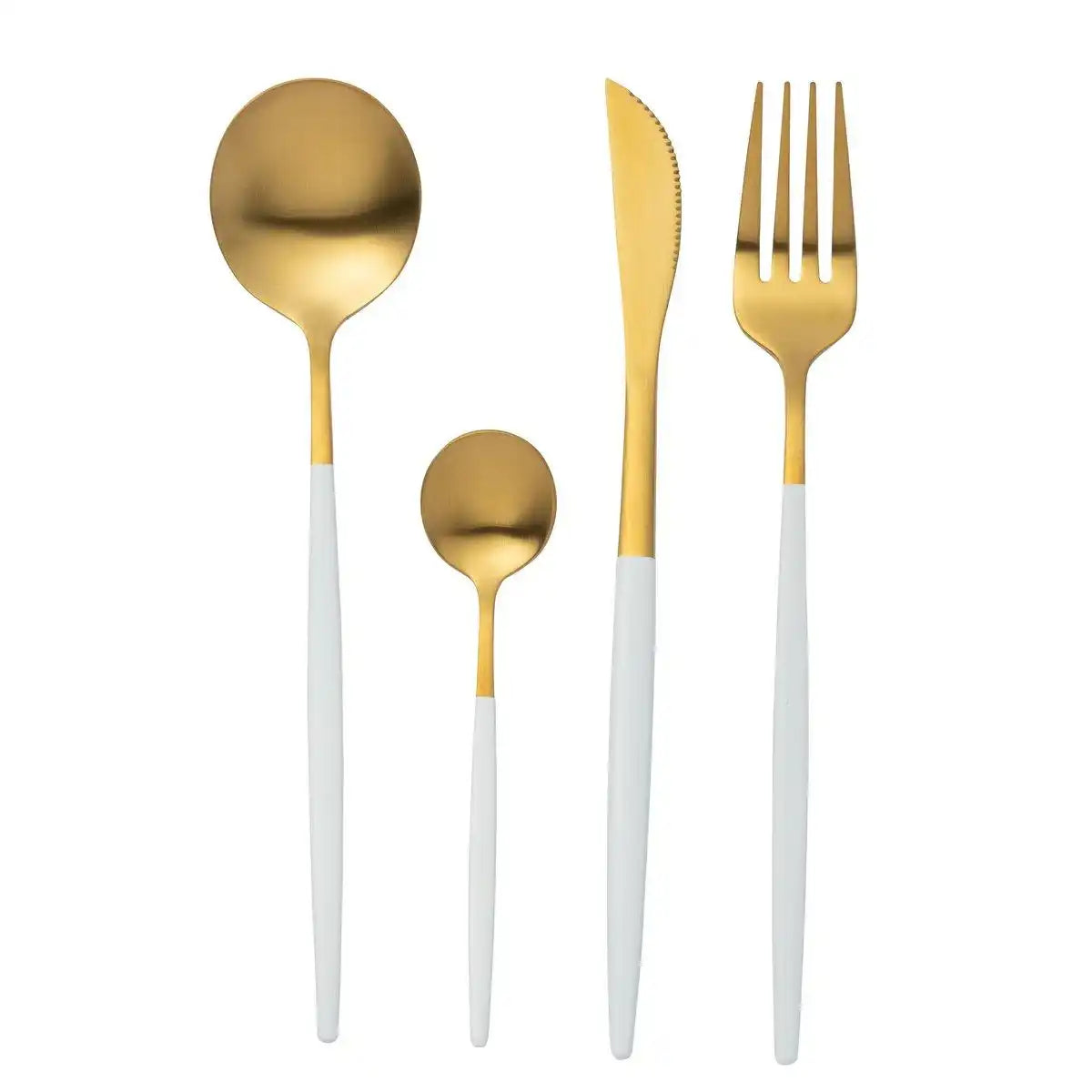 J-Line Boxbesteck A 24-teilig, Edelstahl mattgold + weiß - HomeDesign Knaus