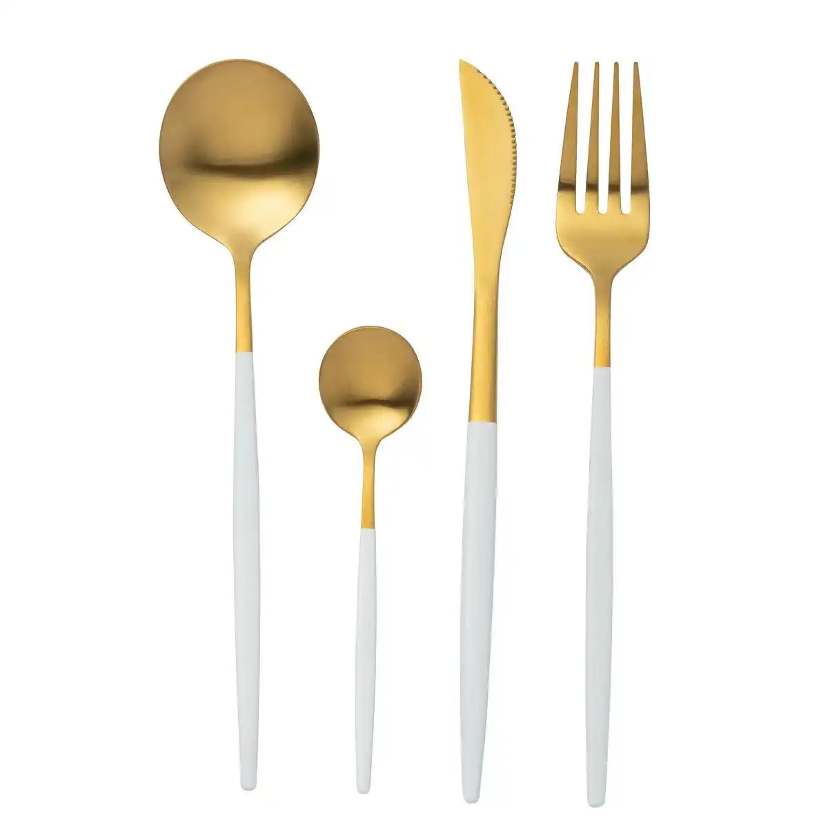 J-Line Boxbesteck A 24-teilig, Edelstahl mattgold + weiß - HomeDesign Knaus