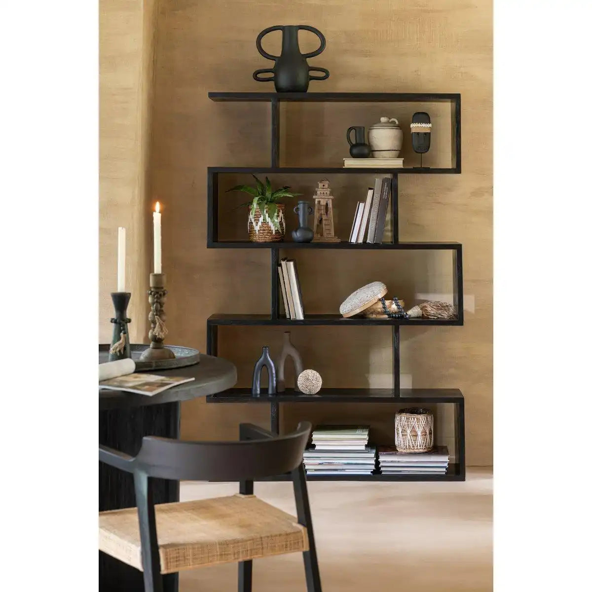 J-Line Bücherregal Vertical Slats – Holz – Schwarz - HomeDesign Knaus