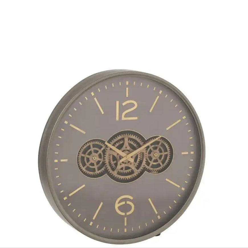 J-Line Clock Sprocket MDF Grau/Gold Groß - HomeDesign Knaus