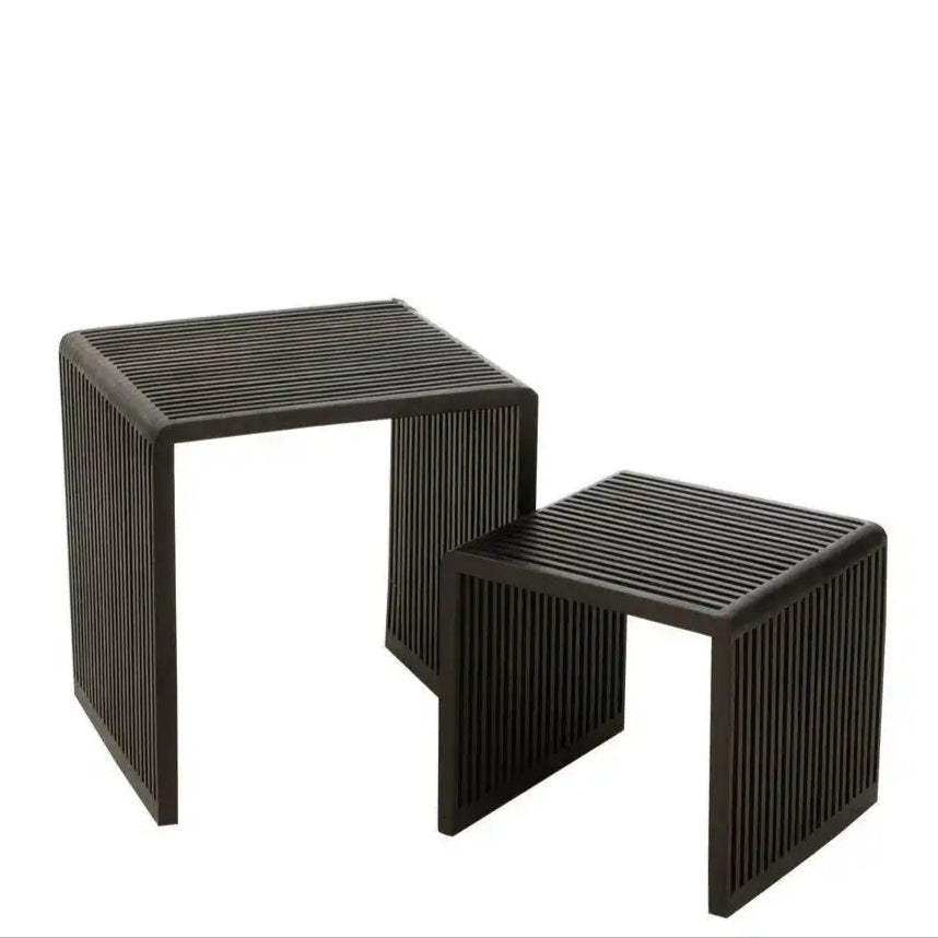 J-Line Couchtisch Cube Recyceltes Teakholz – Holz – Schwarz - HomeDesign Knaus