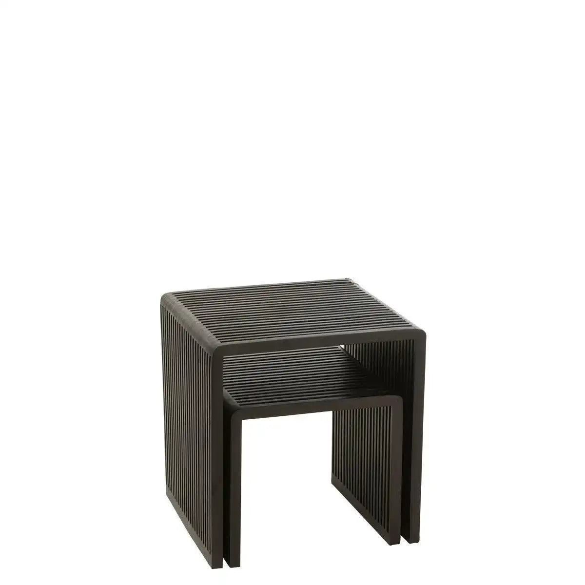 J-Line Couchtisch Cube Recyceltes Teakholz – Holz – Schwarz - HomeDesign Knaus