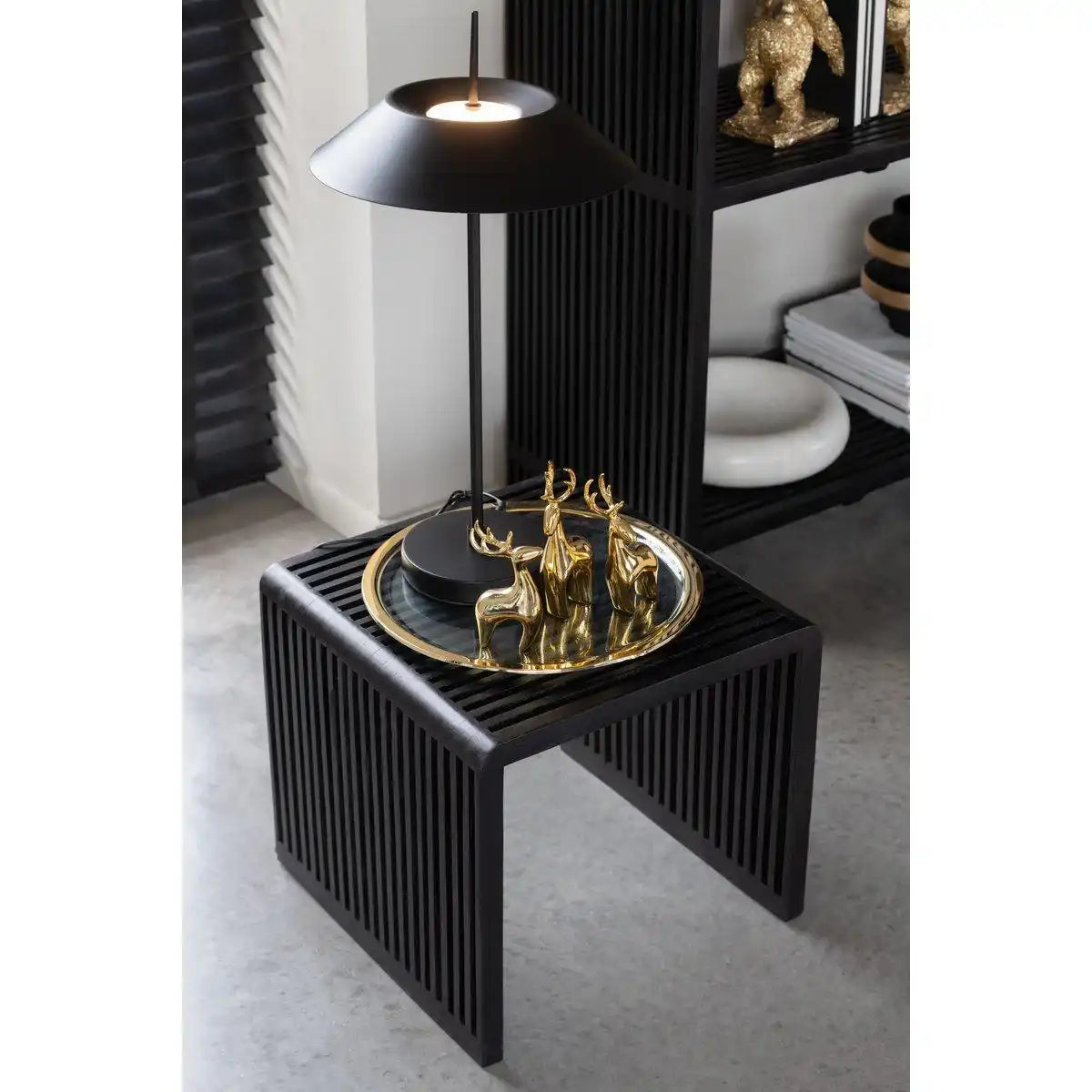 J-Line Couchtisch Cube Recyceltes Teakholz – Holz – Schwarz - HomeDesign Knaus