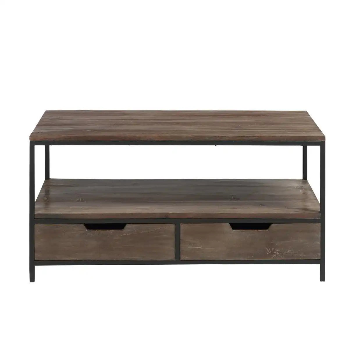 J-Line Couchtisch - Holz/Metall - Braun/Schwarz - HomeDesign Knaus