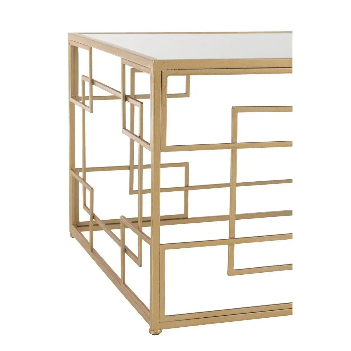 J-Line Couchtisch Lines – Metall/Glas – Gold - HomeDesign Knaus