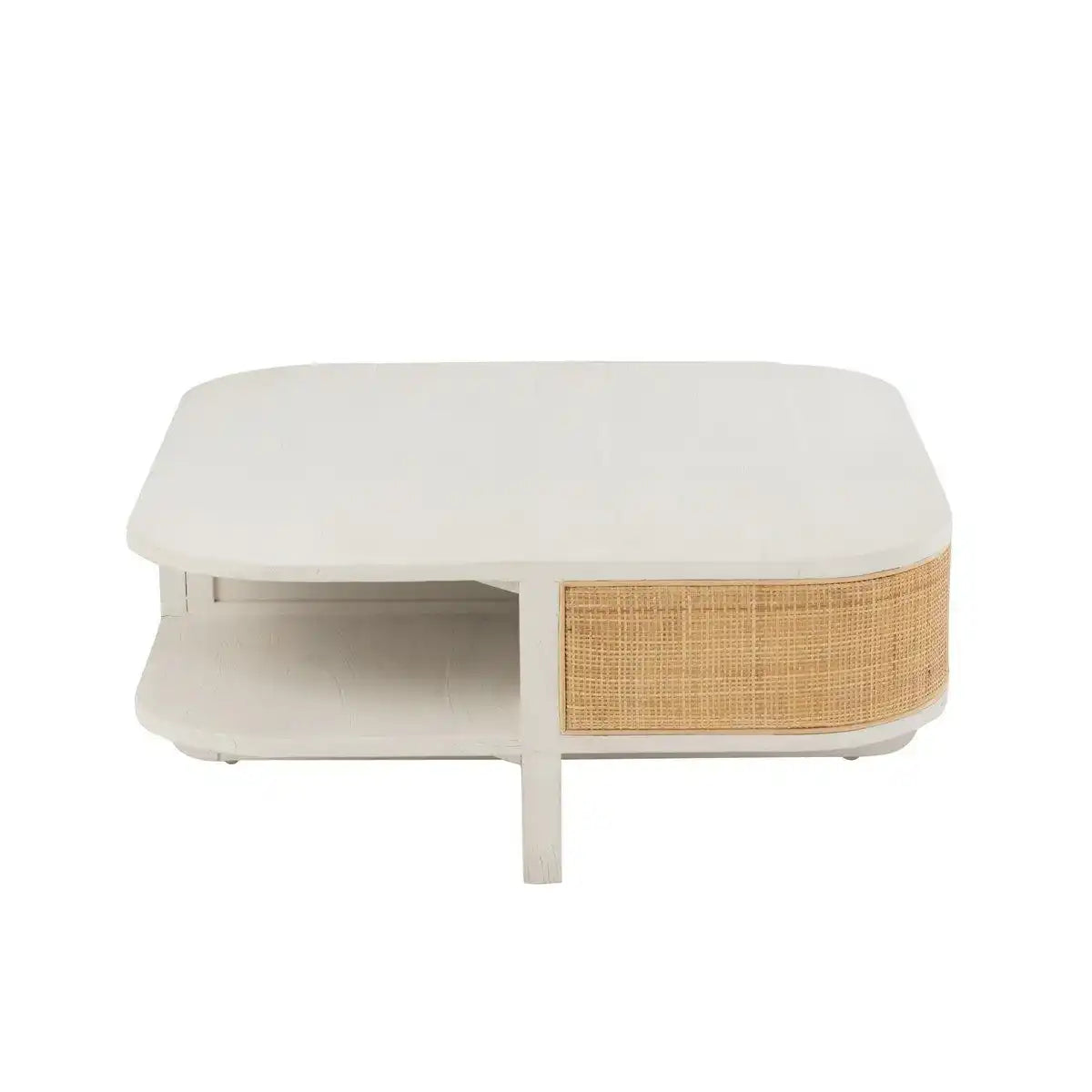 J-Line Couchtisch Molly Exotisches Holz/Rattan Weiß - HomeDesign Knaus