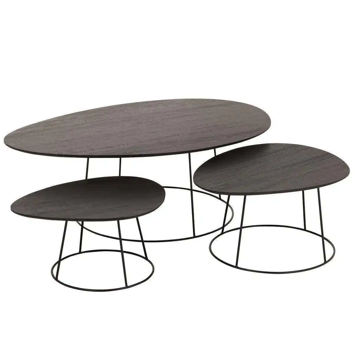 J-Line Couchtisch Oval – Holz/Metall – Dunkelbraun - HomeDesign Knaus