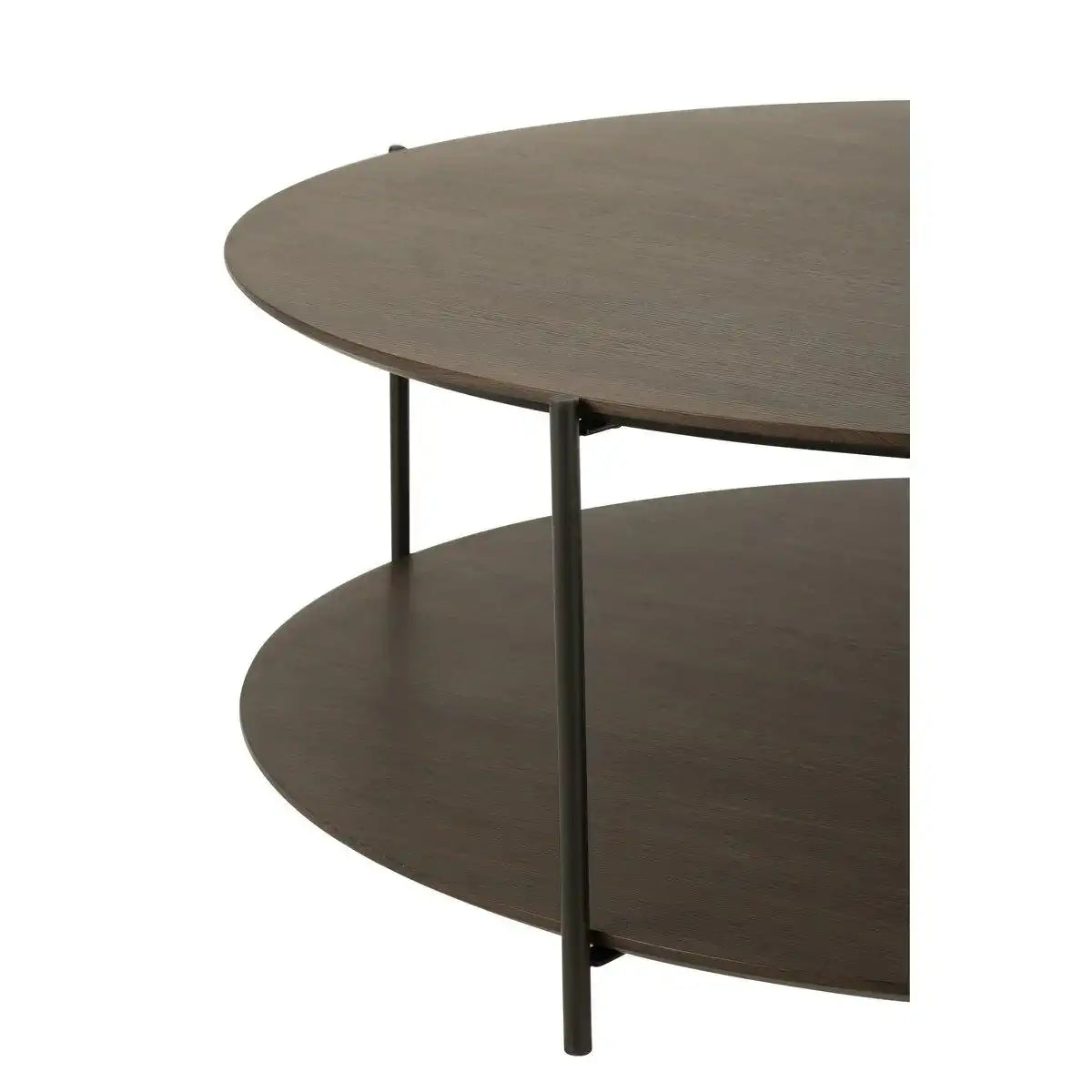 J-Line Couchtisch, rund, MDF/Metall, dunkelbraun, groß - HomeDesign Knaus