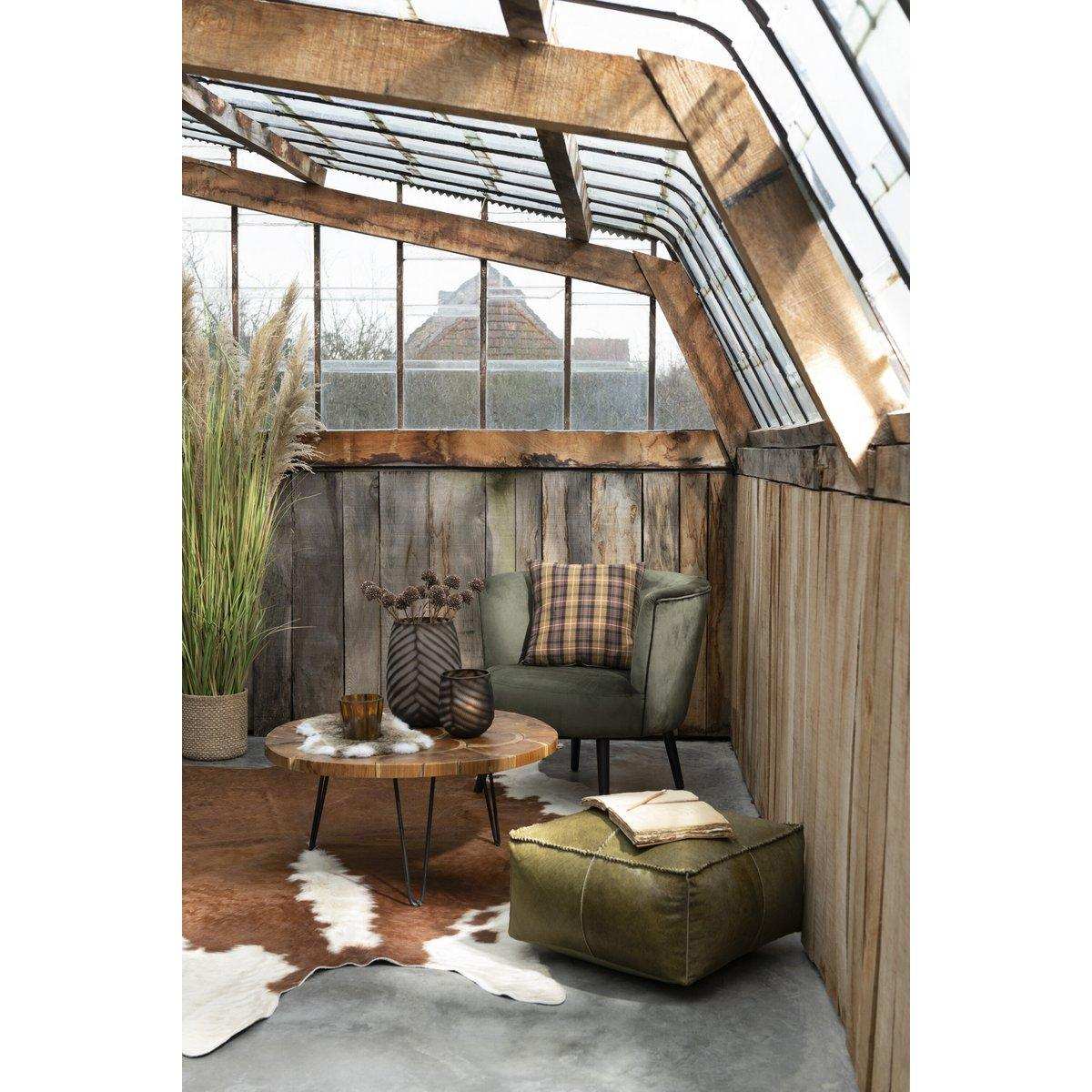 J-Line Couchtisch Samuel rund Teakholz braun – 80,00 x 80,00 x 36,50 cm - HomeDesign Knaus