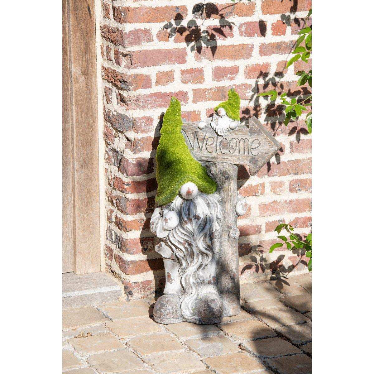 J-Line Dekoration Gnome Welcome Magnesium - grau/grün - klein - HomeDesign Knaus