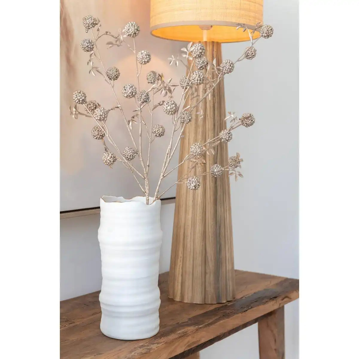 J-Line Dekoration Zweig Brombeeren – Kunststoff – Champagner - HomeDesign Knaus