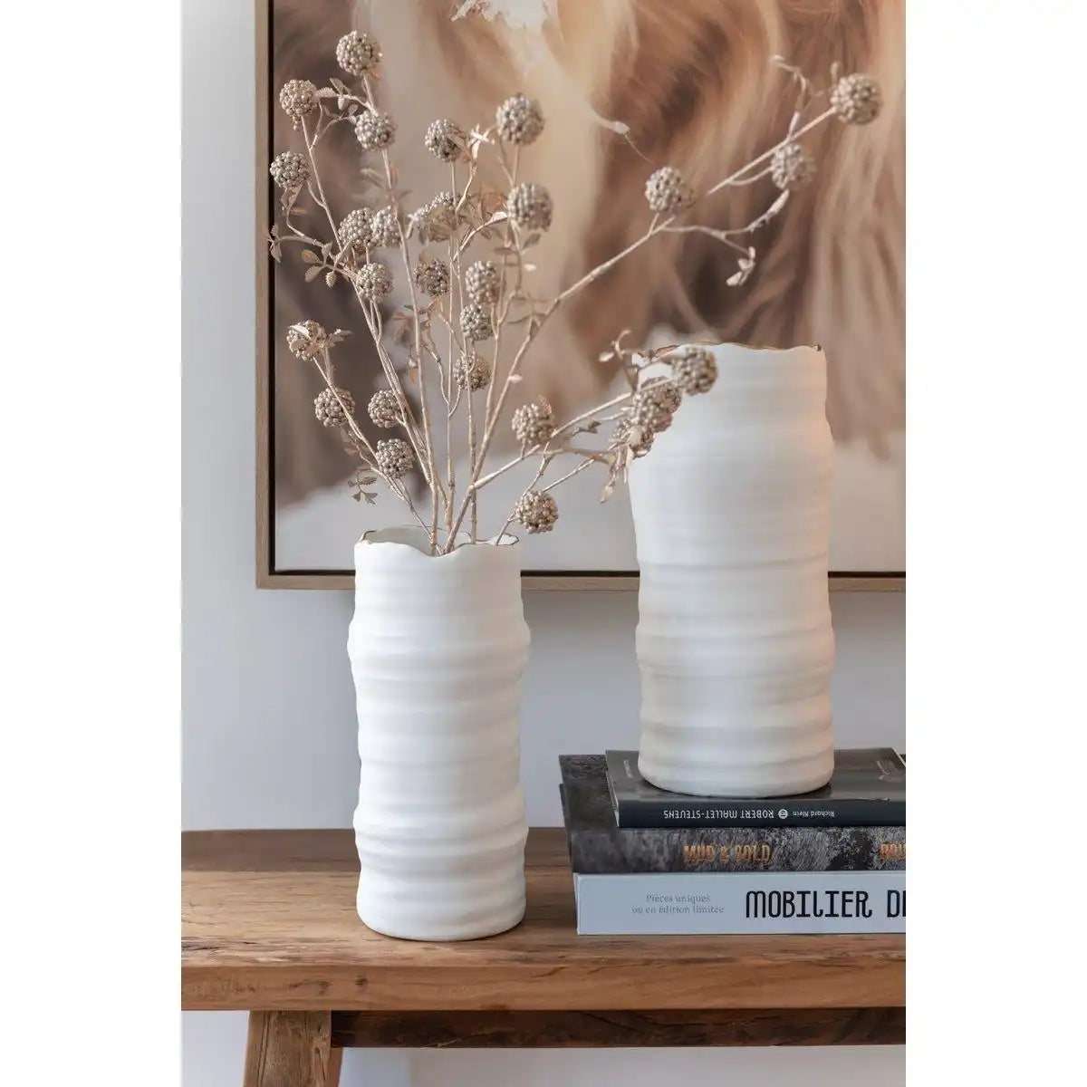 J-Line Dekoration Zweig Brombeeren – Kunststoff – Champagner - HomeDesign Knaus