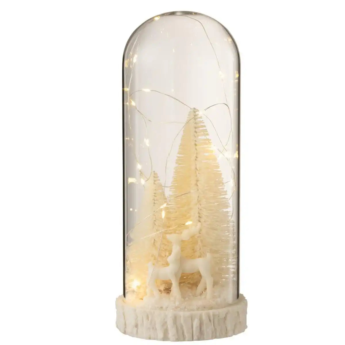 J-Line Dekorationsglocke High Deer – Glas/Harz – weiß – LED – groß - HomeDesign Knaus
