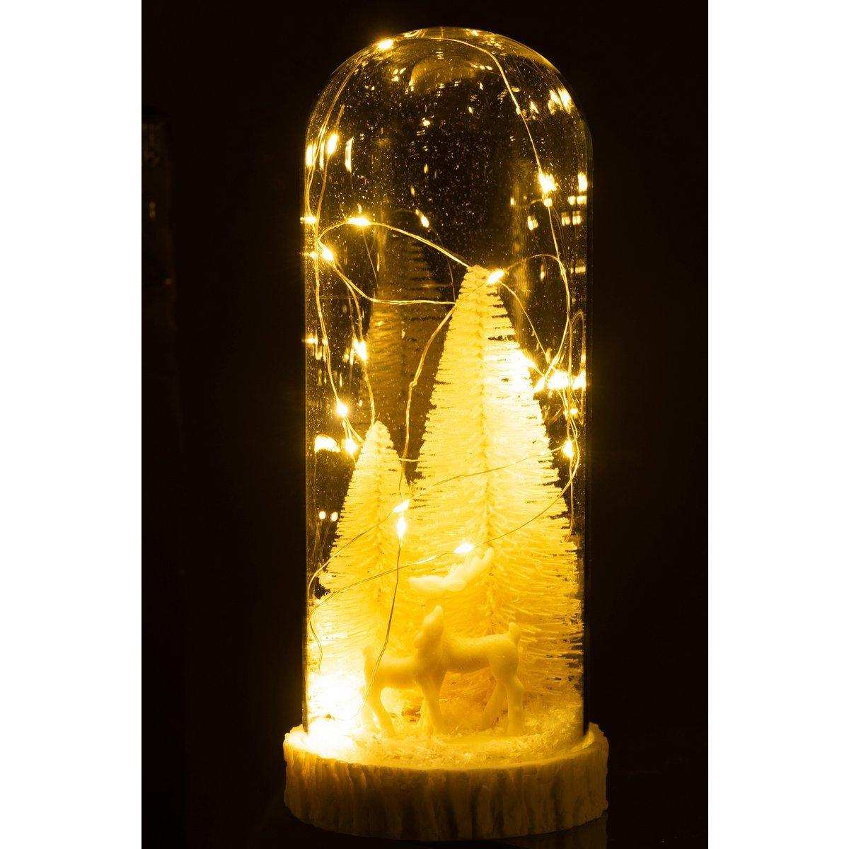 J-Line Dekorationsglocke High Deer – Glas/Harz – weiß – LED – groß - HomeDesign Knaus