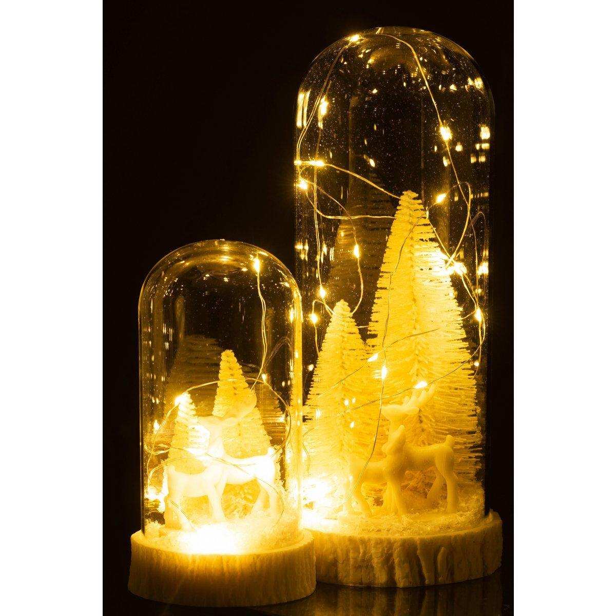 J-Line Dekorationsglocke High Deer – Glas/Harz – weiß – LED – groß - HomeDesign Knaus