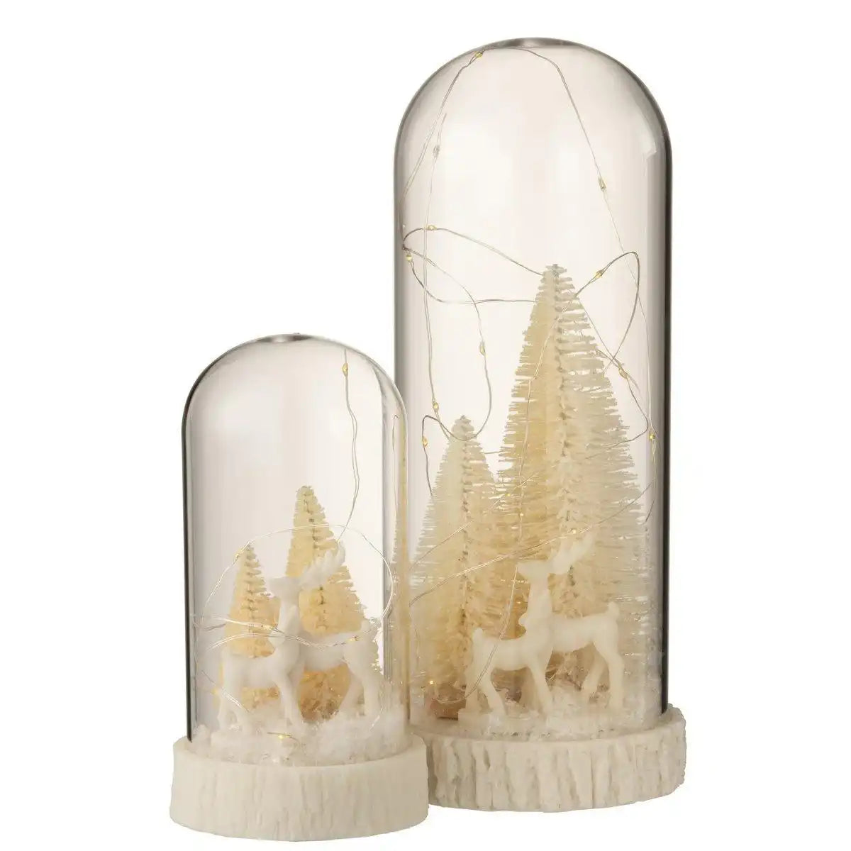 J-Line Dekorationsglocke High Deer – Glas/Harz – weiß – LED – groß - HomeDesign Knaus