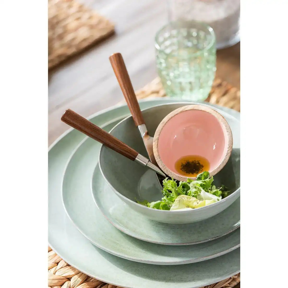 J-Line Diep Spikkel Bord - Porzellan - Munt - - HomeDesign Knaus