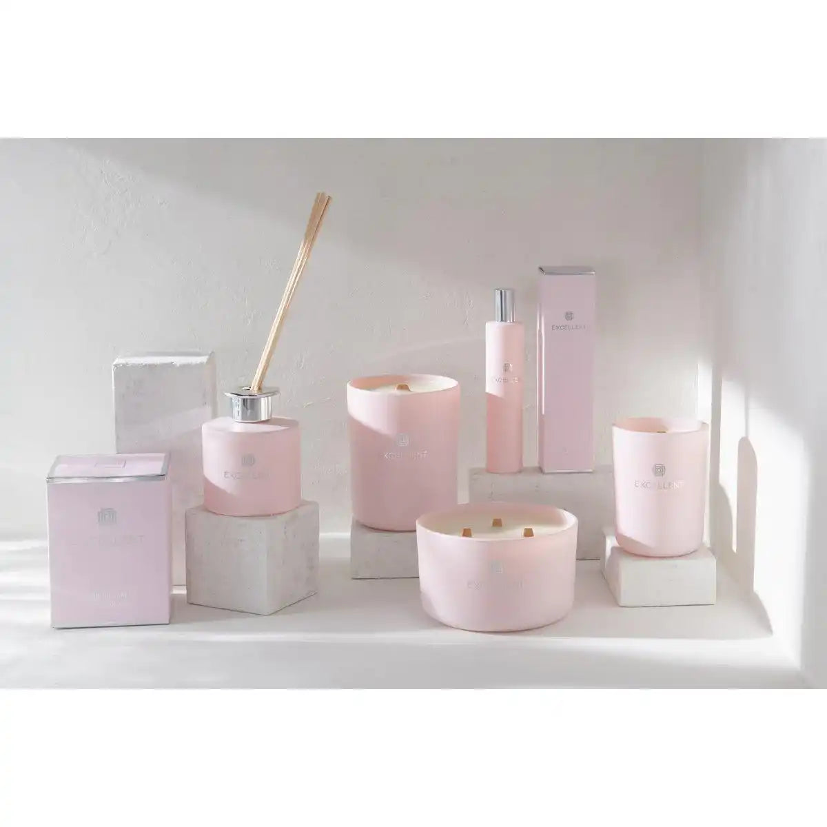 J-Line Duftkerze Excellent – Glas – Rosa – groß – 40U - HomeDesign Knaus