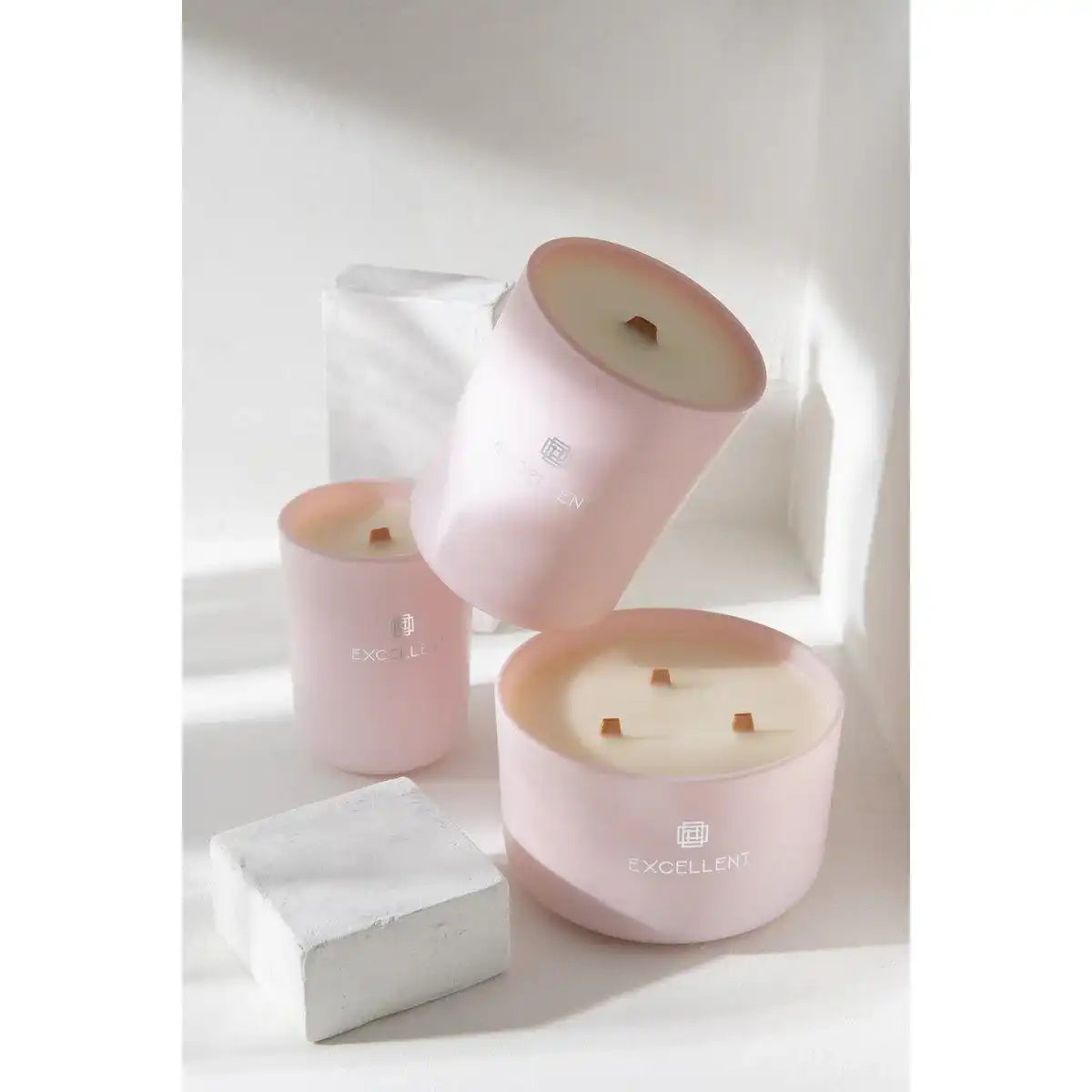 J-Line Duftkerze Excellent – Glas – Rosa – groß – 40U - HomeDesign Knaus