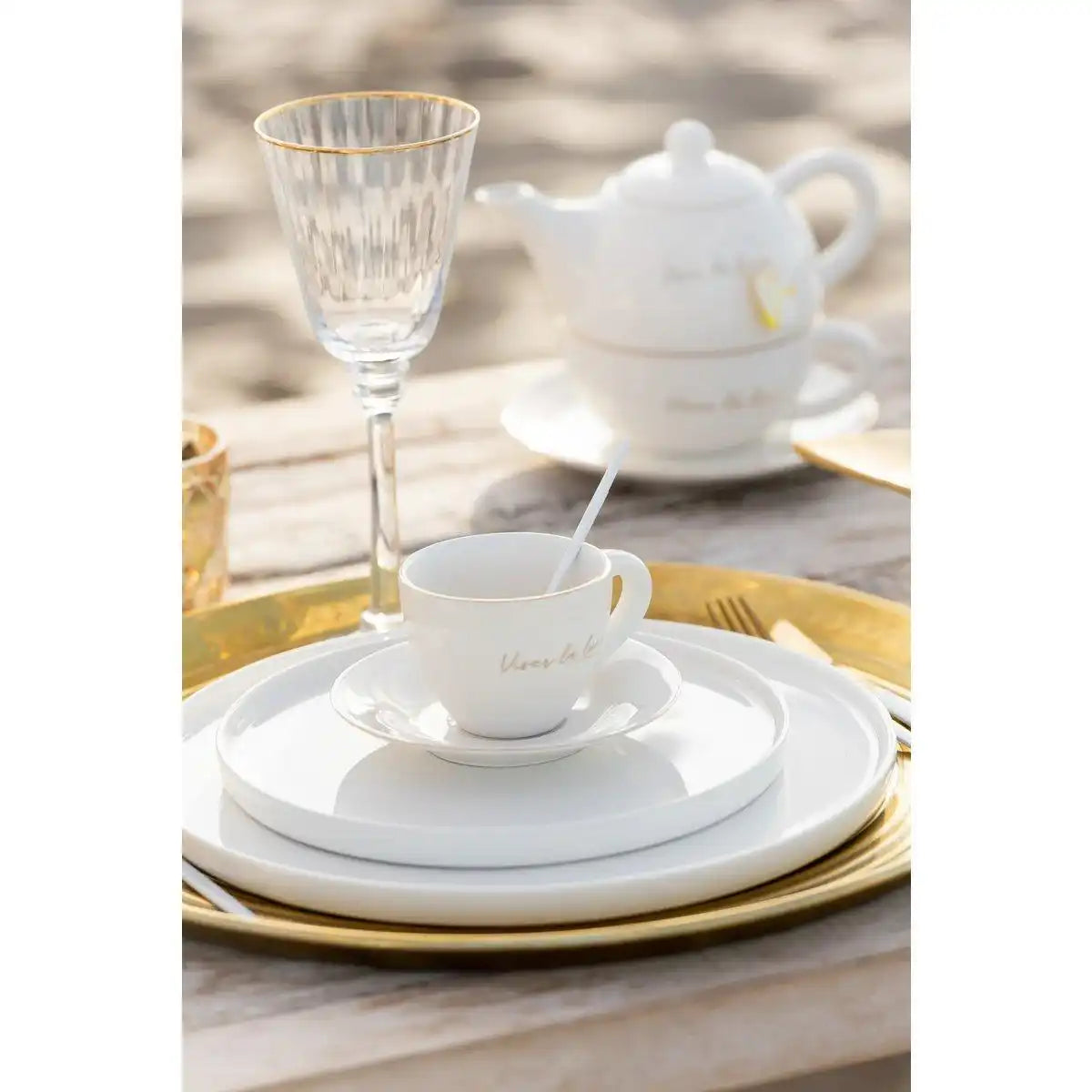 J-Line Edge Weinglas - Rotwein - Glas - transparent/gold - - HomeDesign Knaus