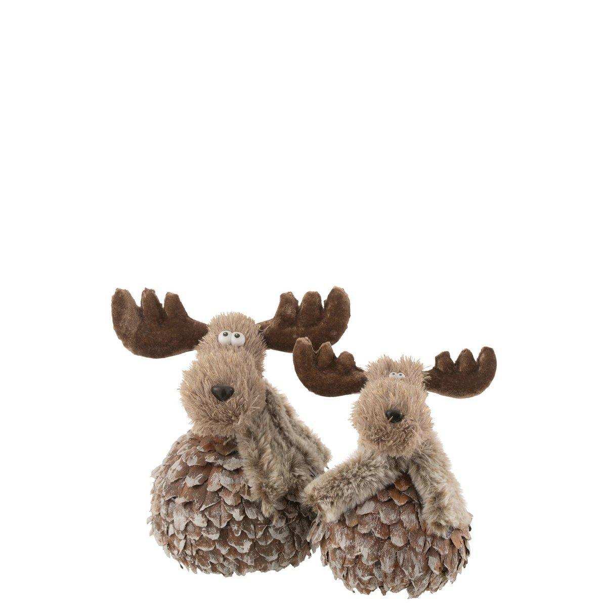 J-Line Figur Rentier + Schal - Holz - braun/grau - groß - HomeDesign Knaus