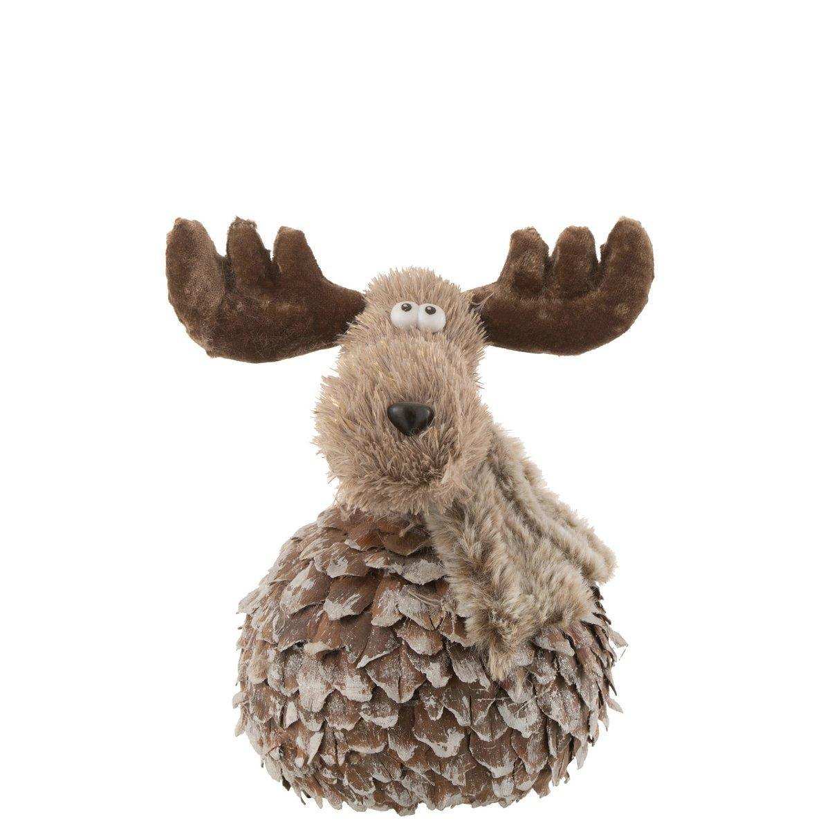 J-Line Figur Rentier + Schal - Holz - braun/grau - groß - HomeDesign Knaus