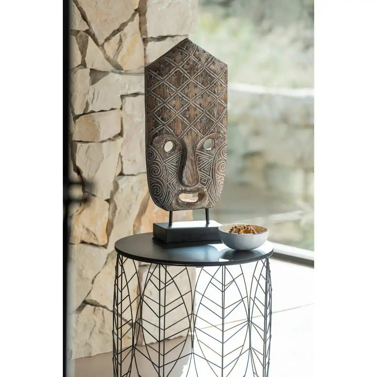 J-Line Figurenmaske Primitive On Foot Alabasia Wood Brown/White Large - HomeDesign Knaus