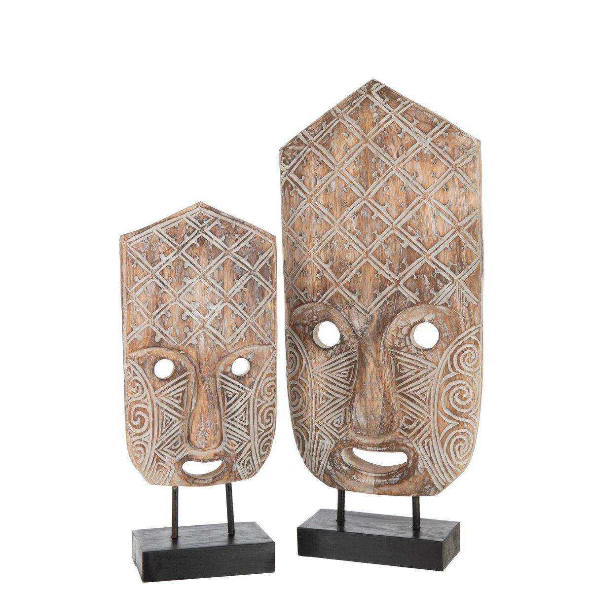 J-Line Figurenmaske Primitive On Foot Alabasia Wood Brown/White Large - HomeDesign Knaus
