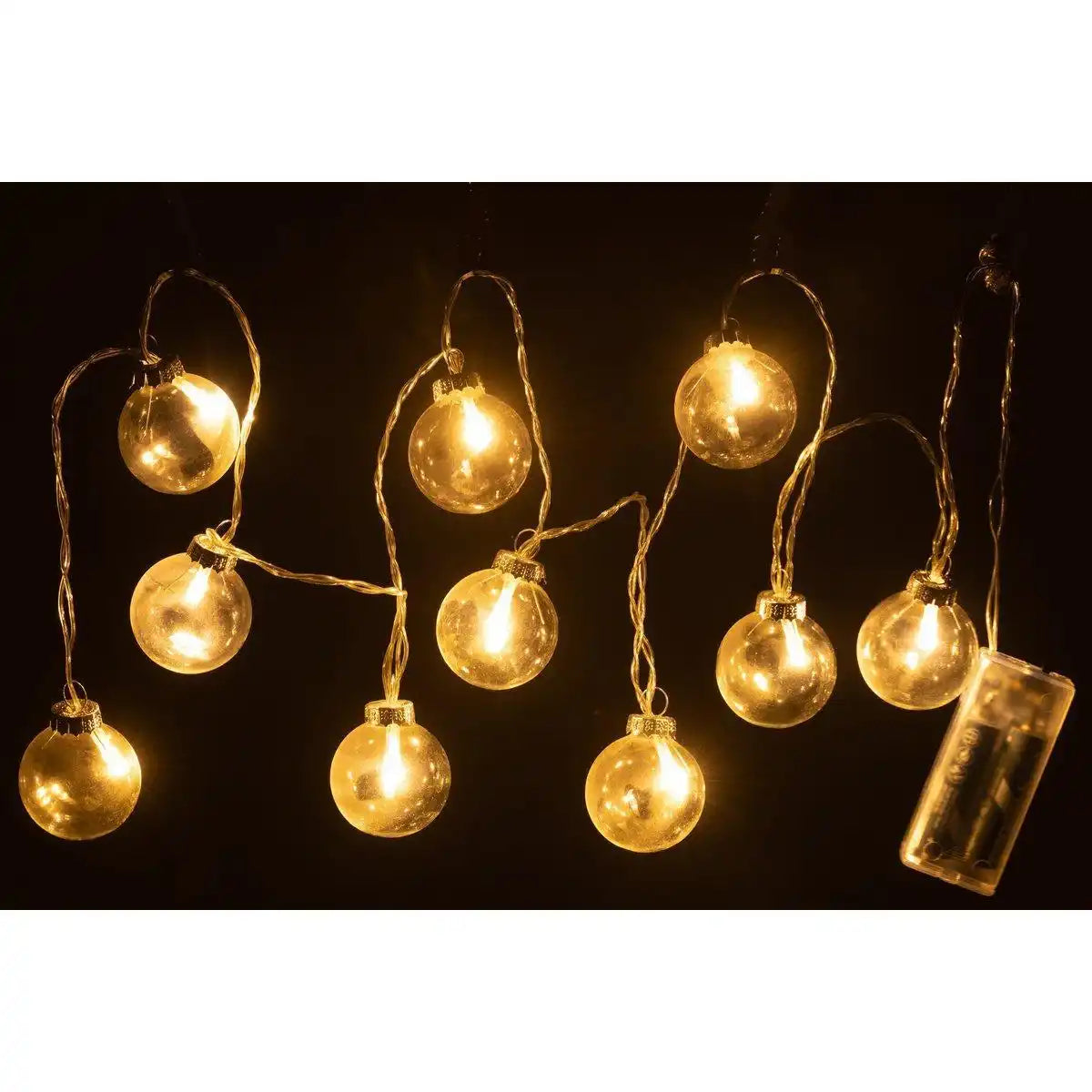 J-Line Girlande 10 Kugeln + Uni – Glas – transparent – LED-Lichter - HomeDesign Knaus