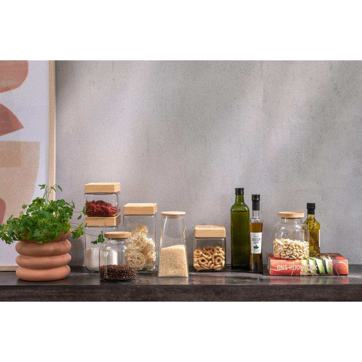 J-Line Glasgefäß Brad Glas/Bambus transparent/natürlich groß - HomeDesign Knaus