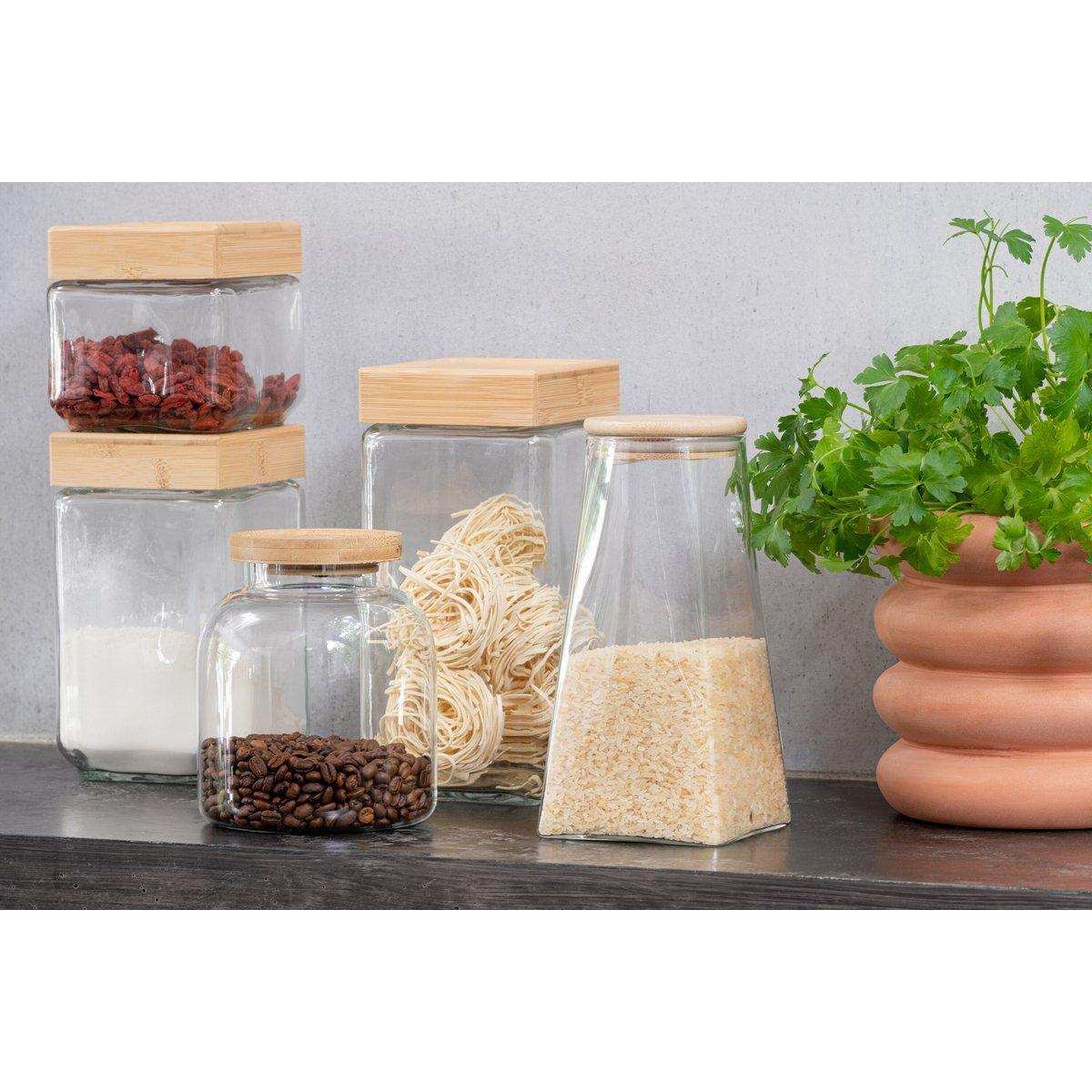 J-Line Glasgefäß Brad Glas/Bambus transparent/natürlich groß - HomeDesign Knaus