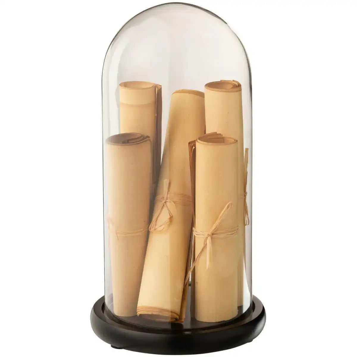 J-Line Glasglocke, Papier, Pergamentbraun, Glas, groß - HomeDesign Knaus