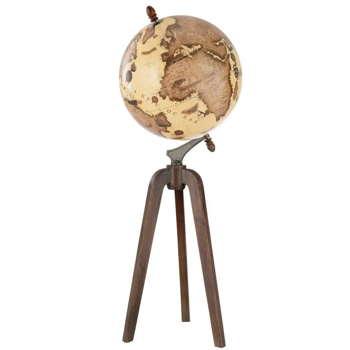 J-Line Globus auf Fuß – Holz – Orange/Braun – extra groß - HomeDesign Knaus