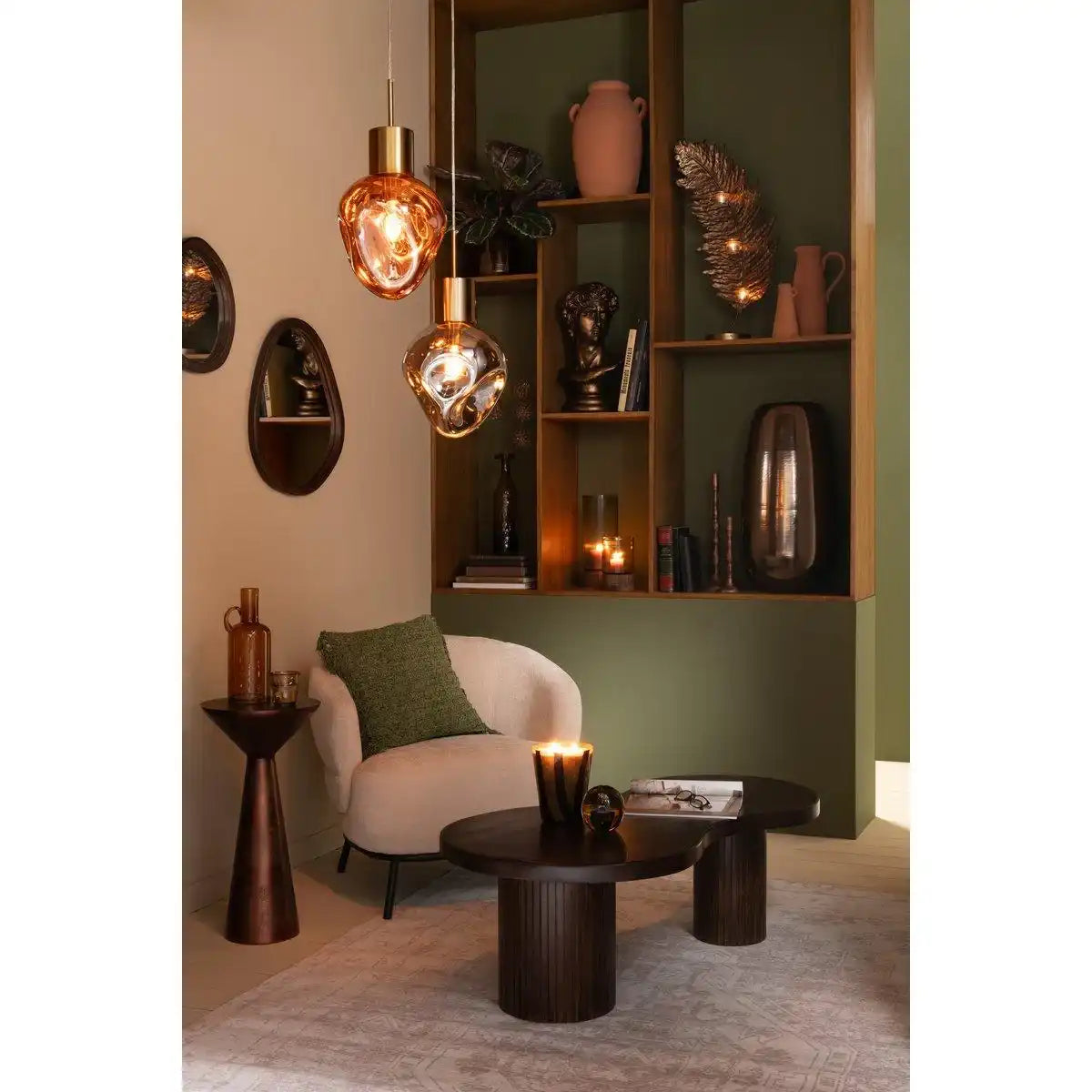 J-Line Hängelampe Gold Metall/Glas Grau - HomeDesign Knaus