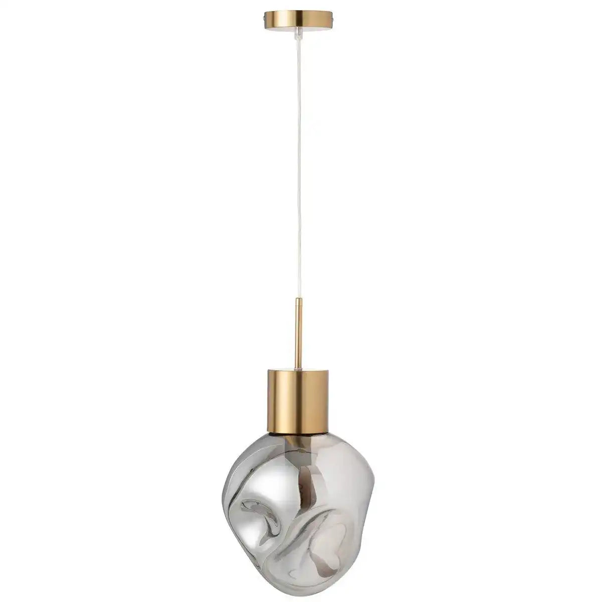 J-Line Hängelampe Gold Metall/Glas Grau - HomeDesign Knaus