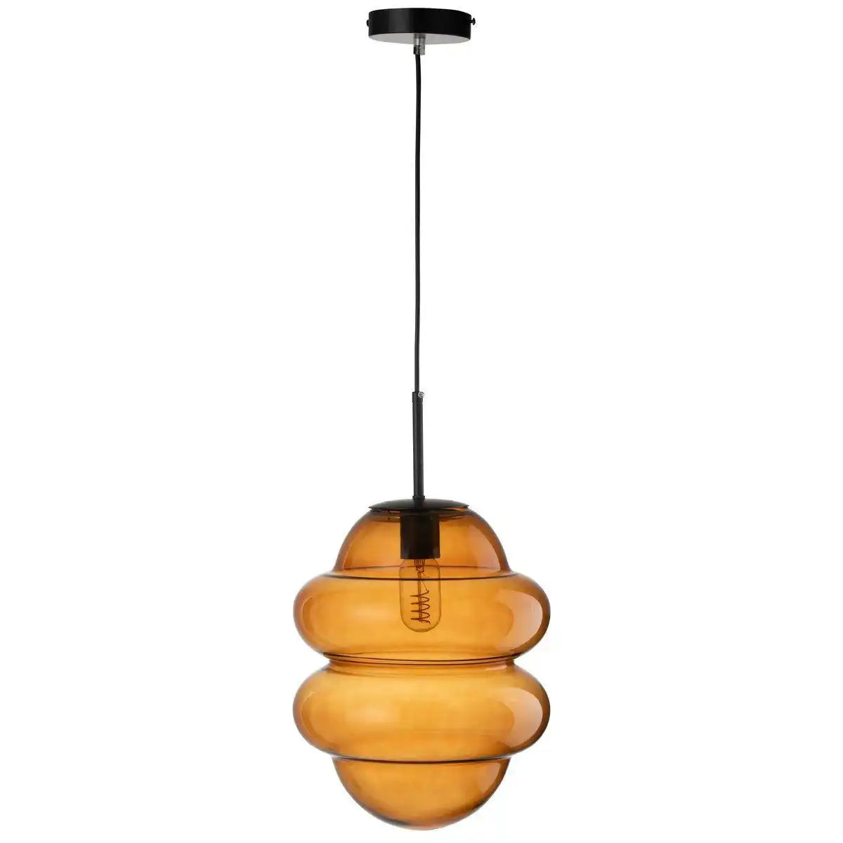 J-Line Hängelampe Honey Spoon Glas Braun - HomeDesign Knaus