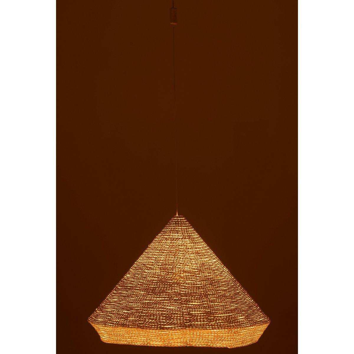 J-Line Hängelampe Konisch Raffia – weiß – groß - HomeDesign Knaus