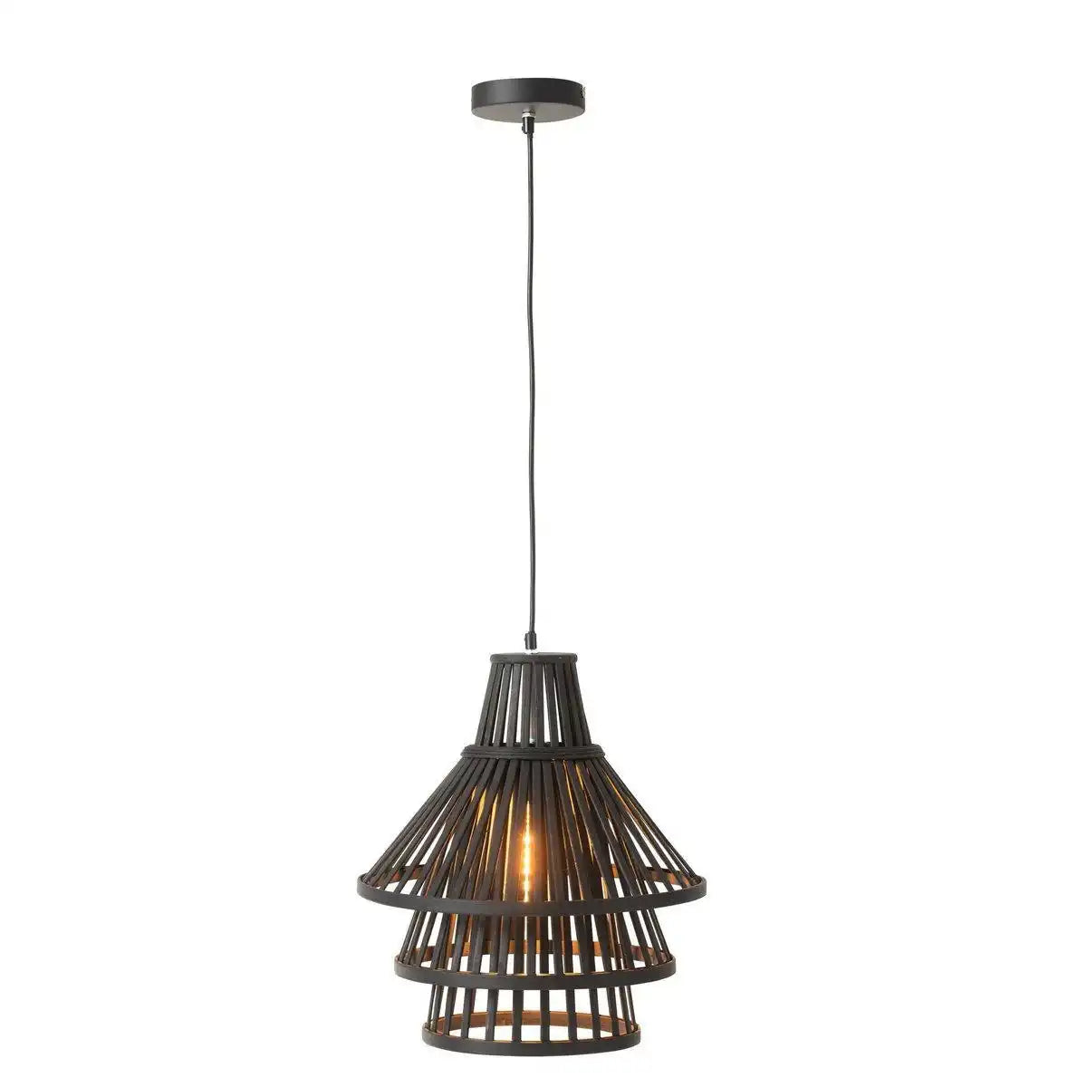 J-Line Hängelampe Layers Bambus Schwarz Medium - HomeDesign Knaus