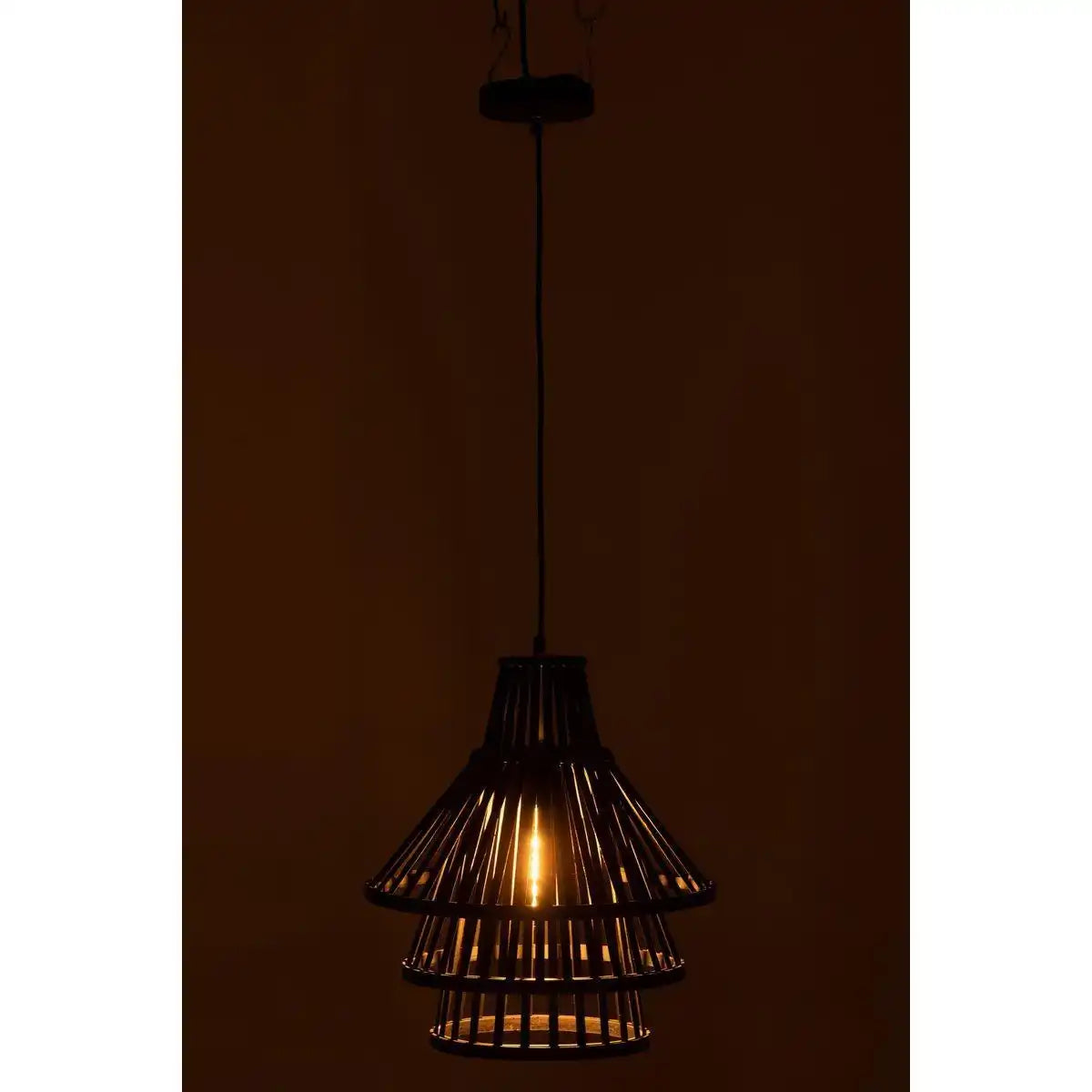 J-Line Hängelampe Layers Bambus Schwarz Medium - HomeDesign Knaus