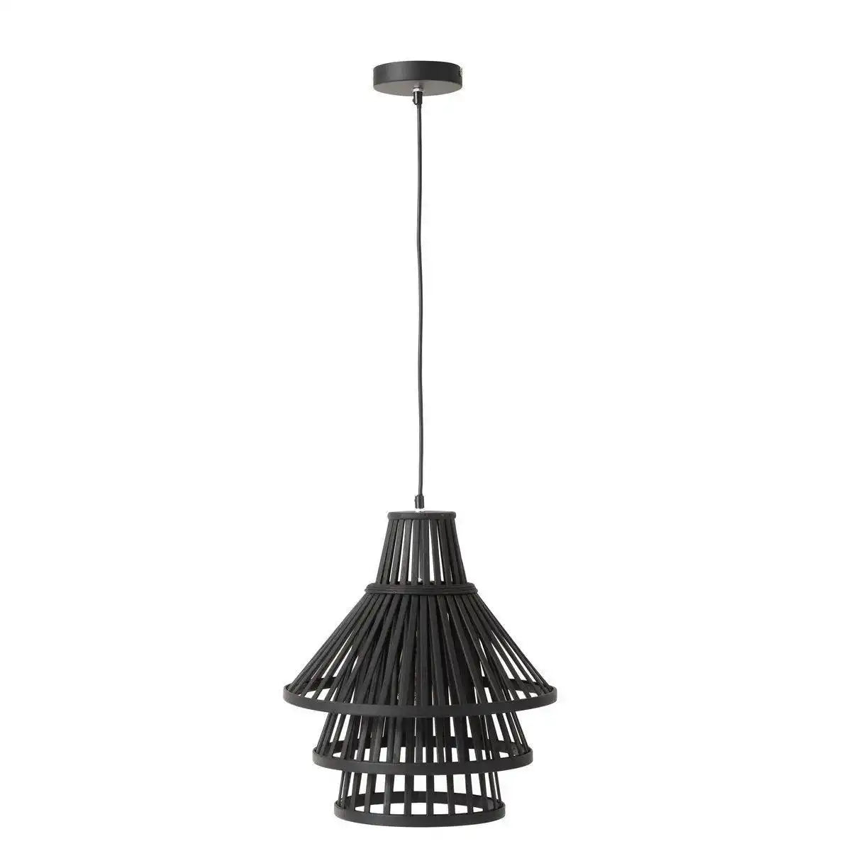 J-Line Hängelampe Layers Bambus Schwarz Medium - HomeDesign Knaus