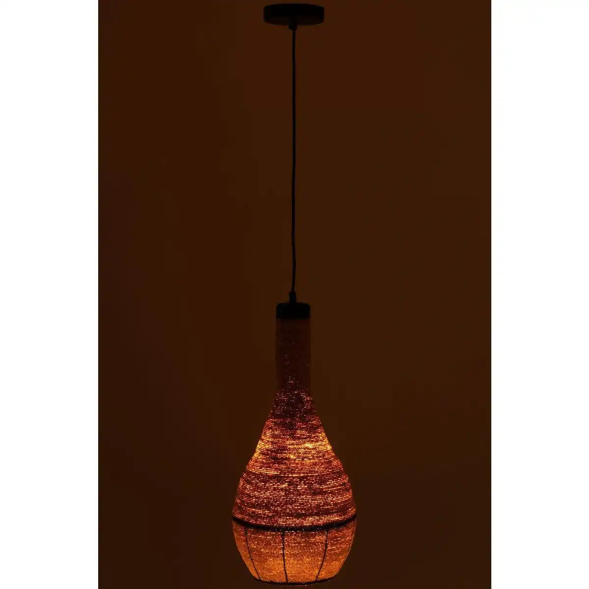 J-Line Hängelampe Pear Lines Seegras Natur/Schwarz - HomeDesign Knaus