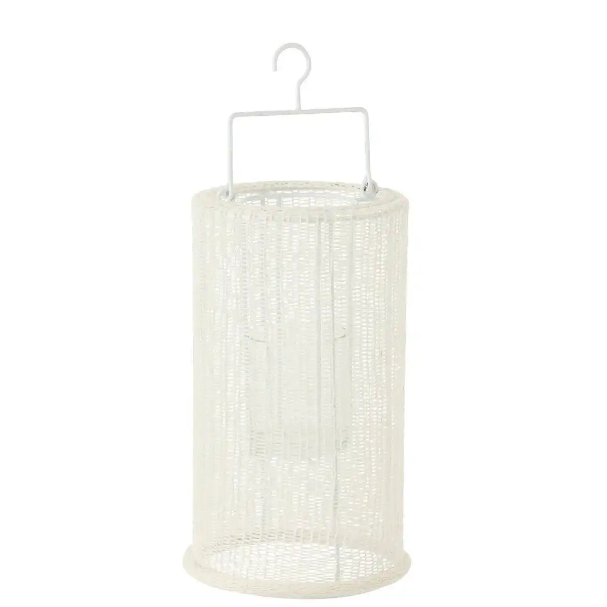 J-Line Hängelaterne Zylinder – Metall/Polyester – Weiß – groß - HomeDesign Knaus
