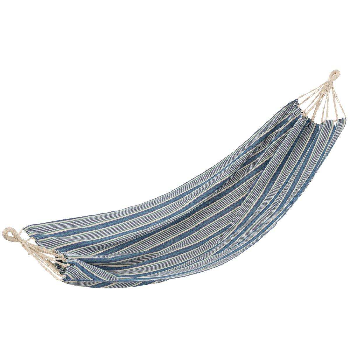 J-Line Hängematte Streifen Baumwolle/Polyester Blau/Weiß - HomeDesign Knaus
