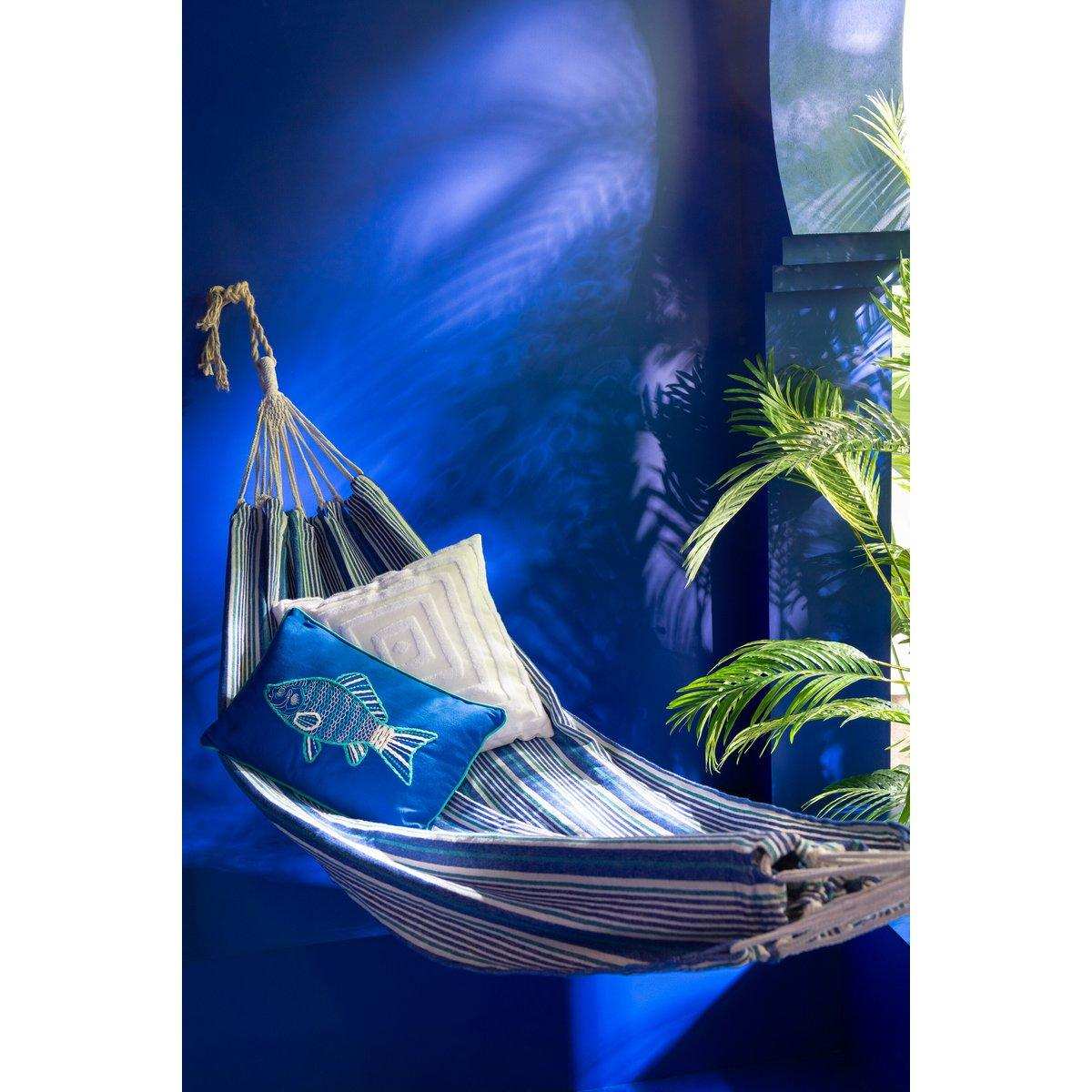 J-Line Hängematte Streifen Baumwolle/Polyester Blau/Weiß - HomeDesign Knaus