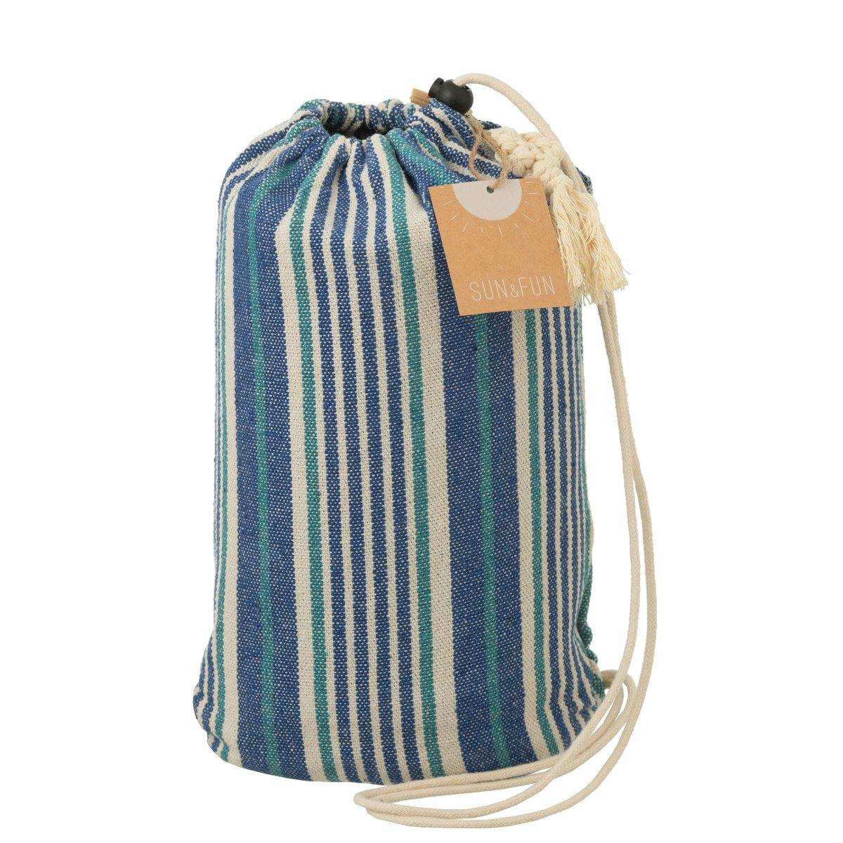 J-Line Hängematte Streifen Baumwolle/Polyester Blau/Weiß - HomeDesign Knaus
