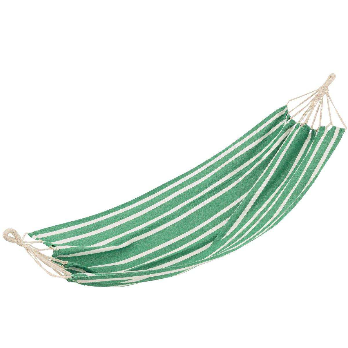 J-Line Hängematte Streifen Baumwolle/Polyester Dunkelgrün/Weiß - HomeDesign Knaus